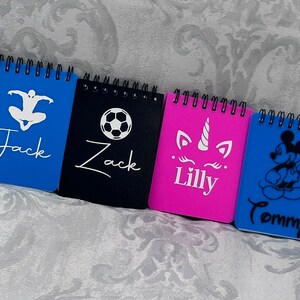 A7 Personalised Notebooks, Party Favours, Loot bags, Party Bags books, Custom Made, Mini Lined Notepads, Teacher gifts
