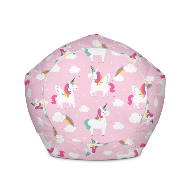 Girls Pink Unicorn with Rainbows and Clouds Bean Bag Chair w/ Etsy