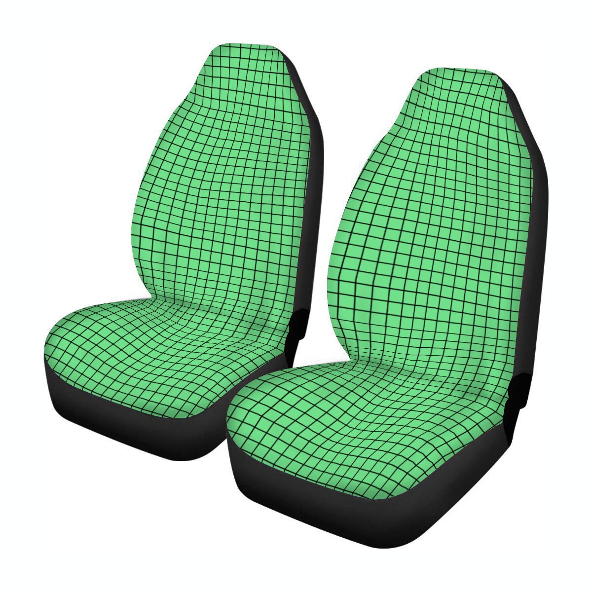 Black Screen Pattern On Green Universal Car Seat Cover Pair Etsy