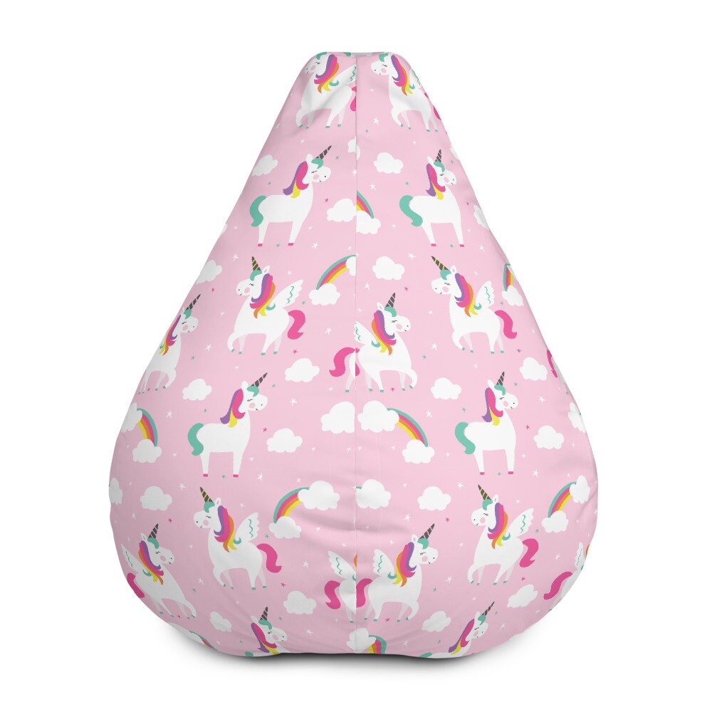 Girls Pink Unicorn with Rainbows and Clouds Bean Bag Chair w/ Etsy
