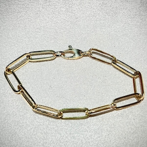 14K Yellow Gold Paperclip Link Bracelet - 7 Inch