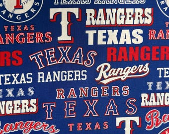 MLB Texas Rangers Logos 100% Cotton Quilting & Sewing Fabric by Fabric Traditions - Officially Licensed