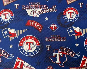 MLB Texas Rangers Pennants 100% Cotton Quilting & Sewing Fabric by Fabric Traditions - Officially Licensed