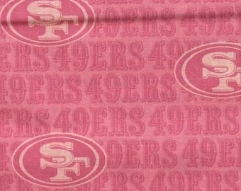 NFL SF 49ers Breast Cancer Awareness Fabric 58" - Officially Licensed