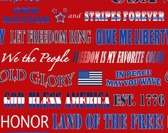 Henry Glass American Truckers Patriotic Phrases 100% Cotton Fabric