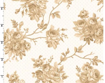 Maywood Studios American Beauty Climbing Rose Tan 100% Cotton Quilting & Sewing Fabric
