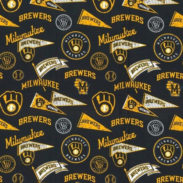 MLB Milwaukee Brewers Vintage Fabric 100% Cotton