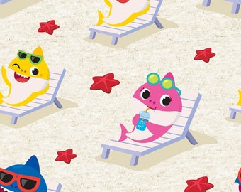 Baby Shark Starfish Beach 100% Cotton Fabric