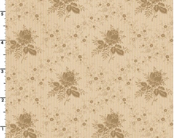 American Beauty Trellis Rose Tan 100% Cotton Fabric