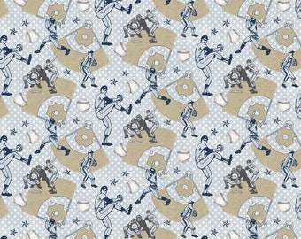 Benartex Game Time Extra Innings Light Blue 100% Cotton Fabric - Officially Licensed