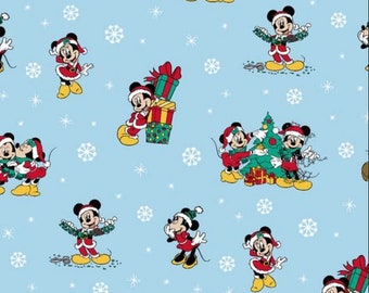 Disney Mickey & Minnie Christmas Day Cotton Fabric