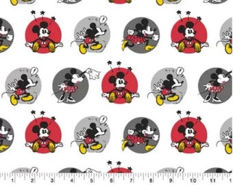 Disney Mickey and Minnie Circles 100% Cotton Quilting & Sewing Fabric