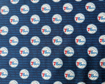 NBA Philadelphia 76ers Ditsy Logo  100% Cotton Quilting Fabric by Camelot  - Officially Licensed