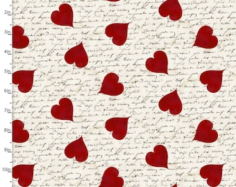 3 Wishes Hugs, Kisses, and Special Wishes Love Letter Cotton Fabric