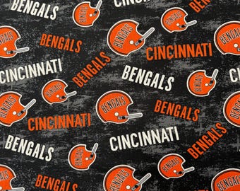 NFL Cincinnati Bengals Distressed 100% Quilt Cotton - Officially Licensed