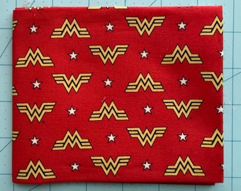 Red Wonder Woman 84 Logo Fabric -100% Cotton