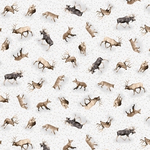 Henry Glass Woodland Whispers Tossed Animals Cotton Fabric