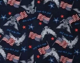 Patriotic Eagles and Flags Red Foil 100% Cotton Quilting & Sewing Fabric
