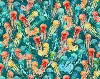 Calypso II Jellyfish Teal 100% Cotton Fabric