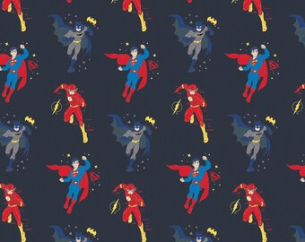 Young DC Justice League Junior Boy Heroes 100% Cotton Quilting & Sewing Fabric by Camelot