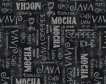 P&B Textiles Deja Brew Words Cotton Fabric