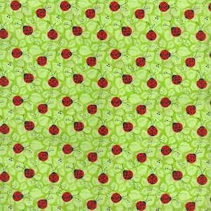 Ladybug on Leaf Cotton Fabric