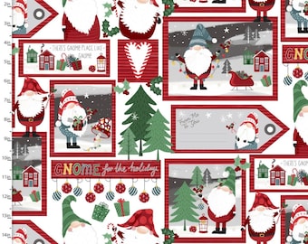 3 Wishes I'll Be Gnome for Christmas Gnome Patch Cotton Fabric