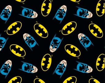 DC Comics Batman Head and Logo 100% Cotton Quilting & Sewing Fabric by Camelot