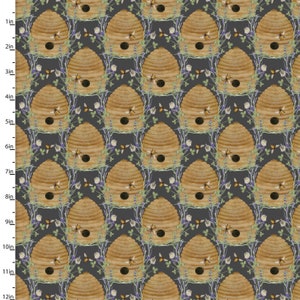 3 Wishes Locally Grown Bee hives Charcoal 100% Premium Cotton Fabric