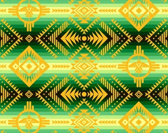 Tucson Thunderbird Green 100% Cotton Fabric