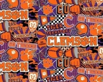 NCAA Clemson University Tigers Pop Art 100% Cotton Quilting & Sewing Fabric by Corey Paige