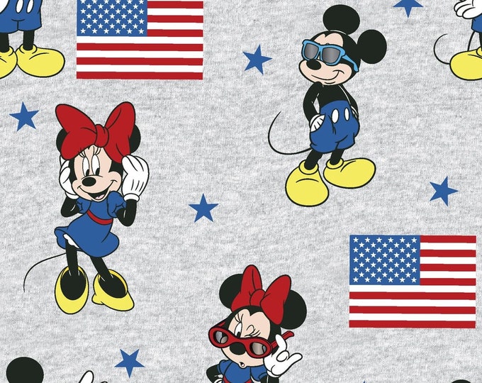 Featured listing image: Disney Mickey & Minnie American Flag 100% Cotton Quilting and Sewing Fabric
