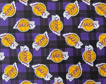 NBA Los Angeles Lakers Plaid 100% Cotton Quilting Fabric by Camelot  - Officially Licensed