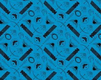 DC Comic Wonder Woman 1984 Symbols Blue- Cotton Fabric