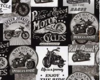 Timeless Treasures Vintage Motorcycles 100% Cotton Quilting & Sewing Fabric
