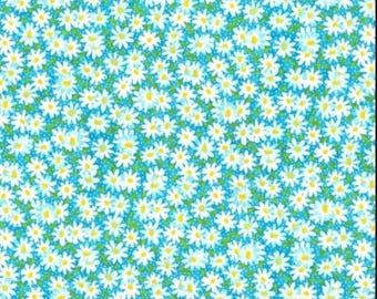 Keepsake Calico Daisy Fabric – Packed Teal Cotton Floral Quilting & Sewing Material