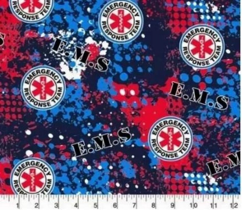 EMS Rescue Abstract Cotton Fabric-100/% Cotton