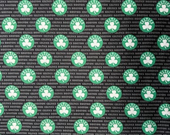 NBA Boston Celtics Ditsy Logo 100% Cotton Quilting Fabric by Camelot  - Officially Licensed