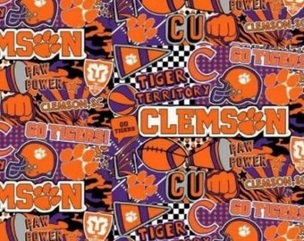 NCAA- Clemson University Tigers Pop Art Cotton- 100% Cotton