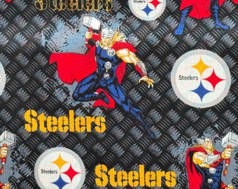 NFL Marvel Thor/Steelers Mashup 100% Cotton Quilting & Sewing Fabric by Fabric Traditions - Officially Licensed