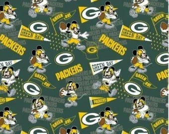 NFL Mickey Mouse Green Bay Packers Cotton Fabric