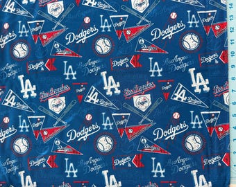 MLB Los Angeles Dodgers Pennants 100% Cotton  Fabric by Fabric Traditions - Officially Licensed