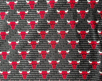 NBA Chicago Bulls Ditsy Logo 100% Cotton Quilting Fabric by Camelot  - Officially Licensed