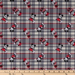 Disney Mickey and Minnie Mouse Plaid Cotton Fabric