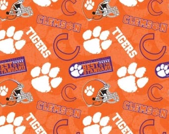 NCAA Clemson Tigers Tone on Tone 100% Cotton Quilting & Sewing Fabric by Sykel Enterprises