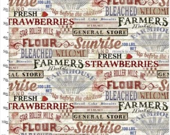 3 Wishes Patriotic Summer Signs Cream 100% Cotton Quilting & Sewing Fabric