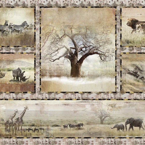 Global Luxe Tree Panel 36"x 43" Digital Print 100% Cotton Fabric