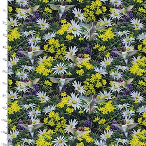 3 Wishes Mountain Hummingbird Floral Multi 100% Premium Cotton Fabric