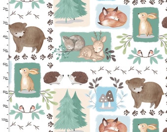 3 Wishes Woodland Wander White  100% Premium Cotton Fabric