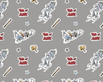 Tom & Jerry Foes Forever Tom 100% Cotton Quilting and Sewing Fabric by Camelot